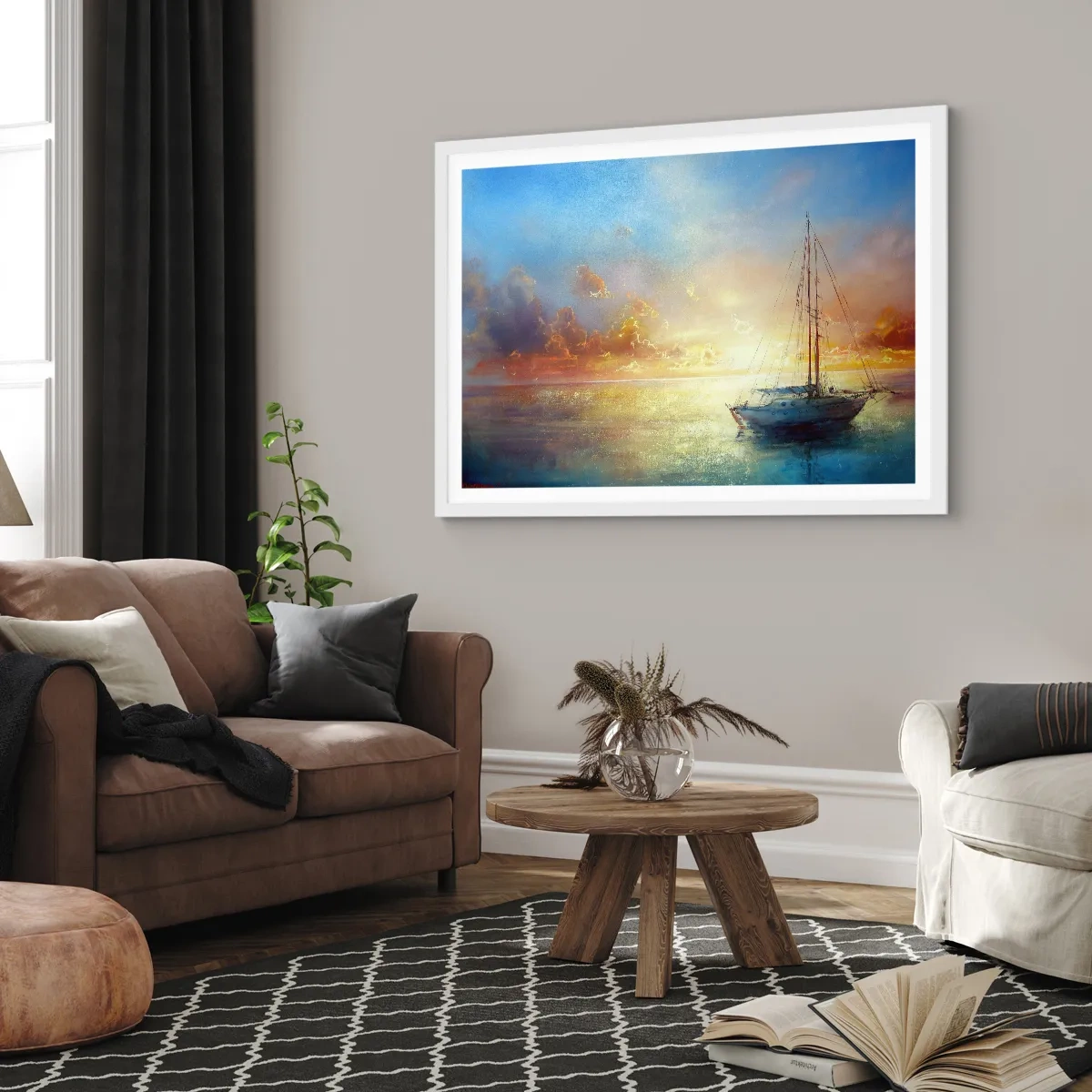 Plakat i hvid ramme - I en gylden bugt - 40x30 cm