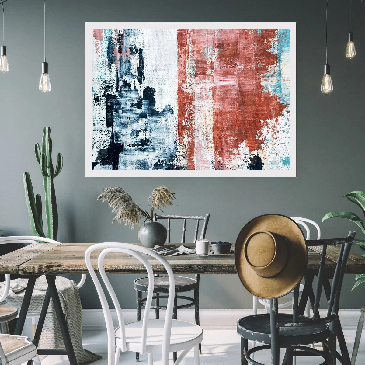 Plakat - Abstrakt halvt og halvt - 91x61 cm