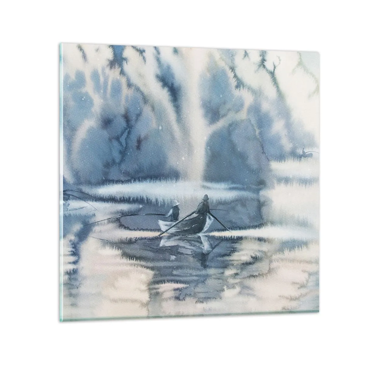 Billede på glas - Lystfiskere i deres paradis - 40x40 cm