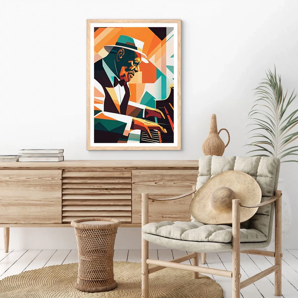 Plakat i ramme af lyst egetræ - Alt det jazz - 40x50 cm