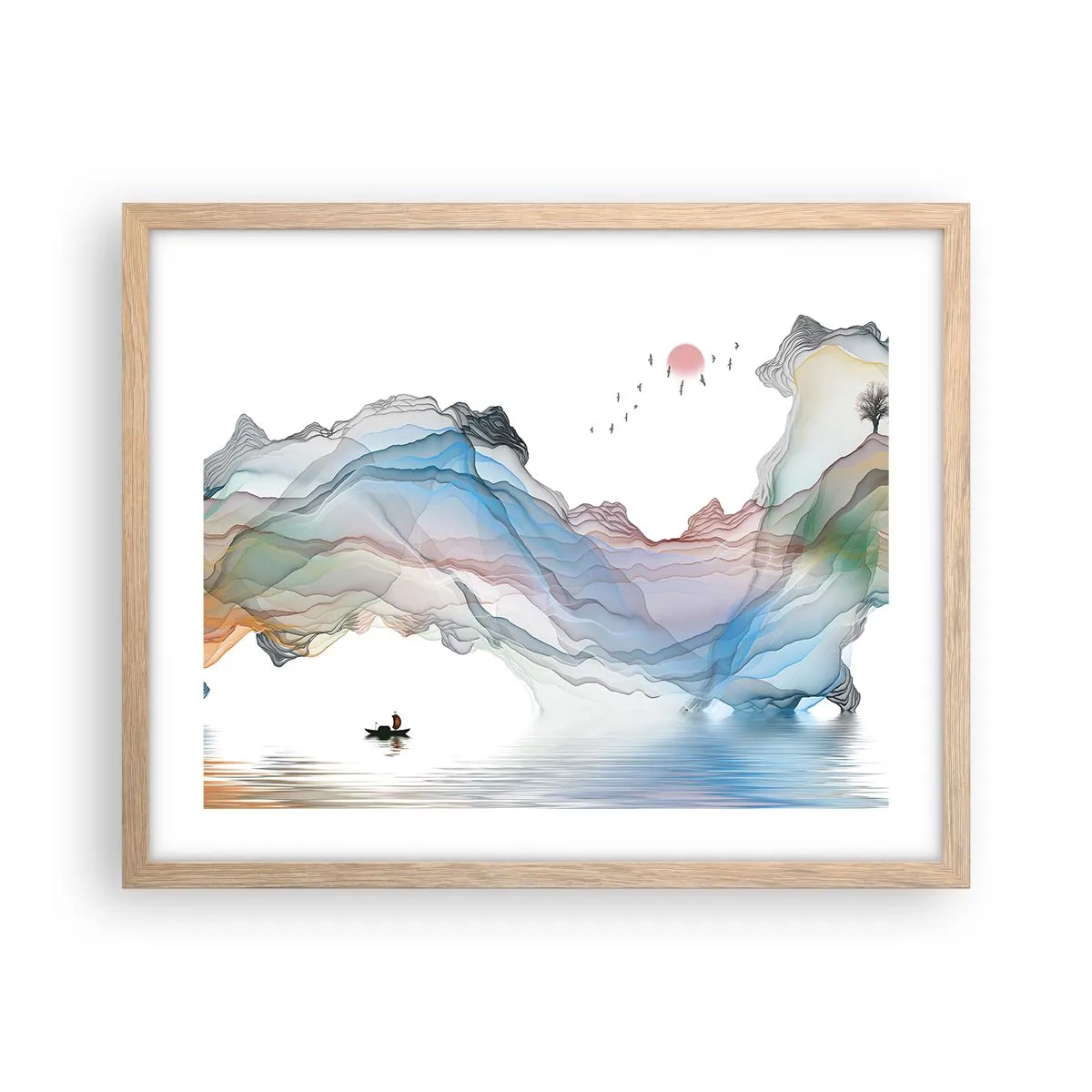 Plakat i ramme af lyst egetræ - Mod krystalbjergene - 50x40 cm