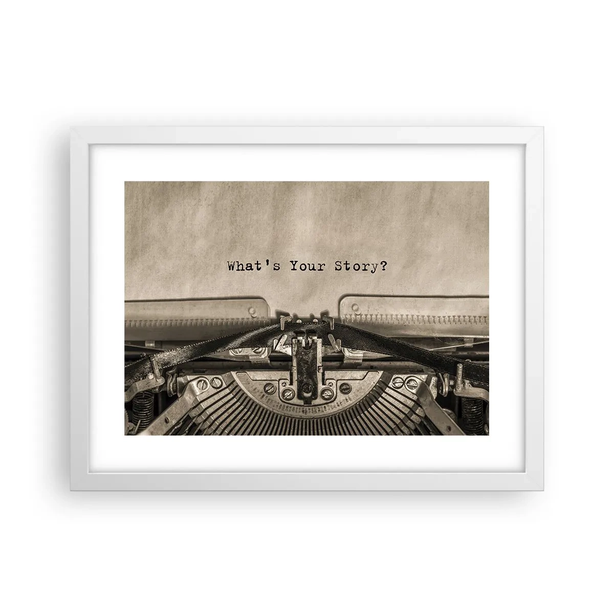 Plakat i hvid ramme - Fortæl mig - 40x30 cm