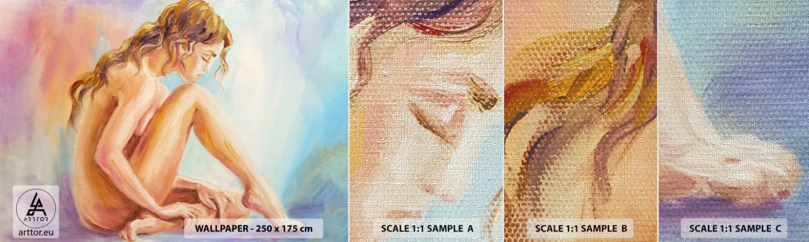 Prøve Fototapet Premium Canvas - Ungdomens handling - Kvinde, Legeme, Model - 100x30 cm