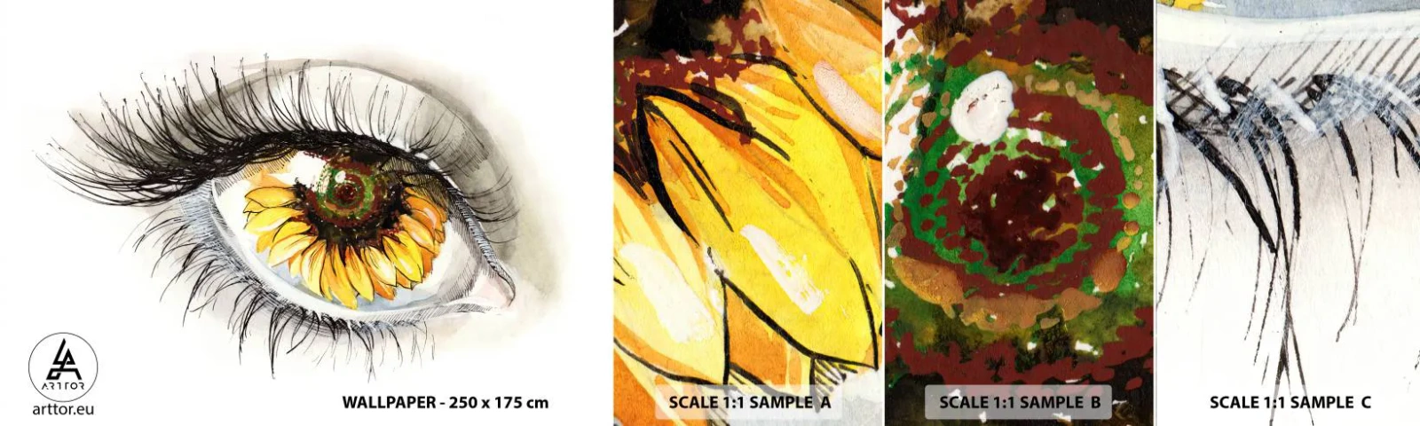 Fototapet Prøve Standard Eco - Et look lige så varmt som sommeren - Abstraktion, Grafik, Øje - 100x30 cm