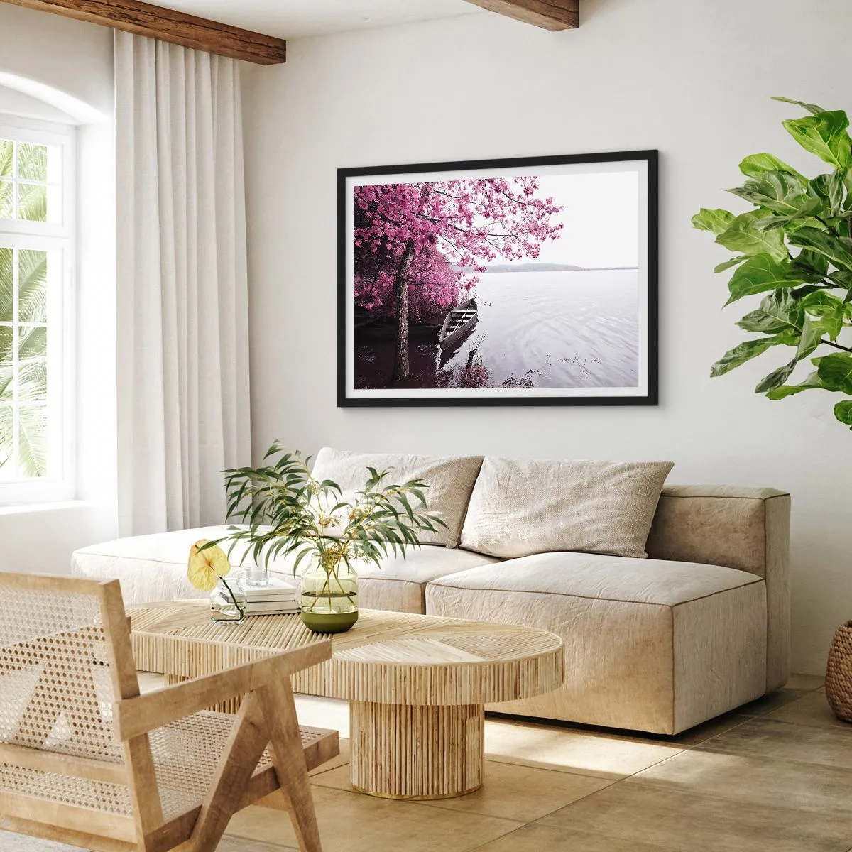 Plakat i sort ramme - I lyserød stilhed - 50x40 cm