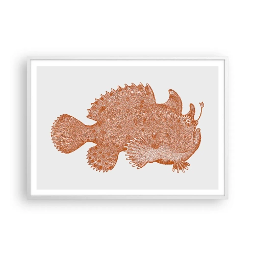 Plakat i hvid ramme - Og dog en fisk - 100x70 cm