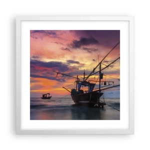 Plakat i hvid ramme - En eksotisk aften - 40x40 cm