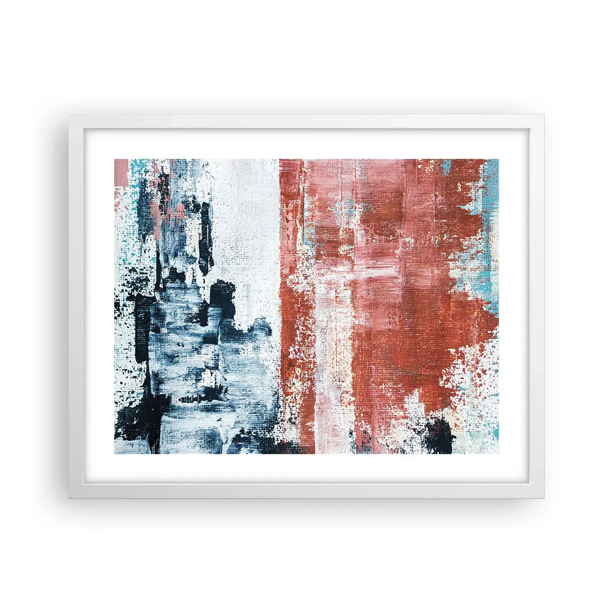 Plakat i hvid ramme - Abstrakt halvt og halvt - 50x40 cm