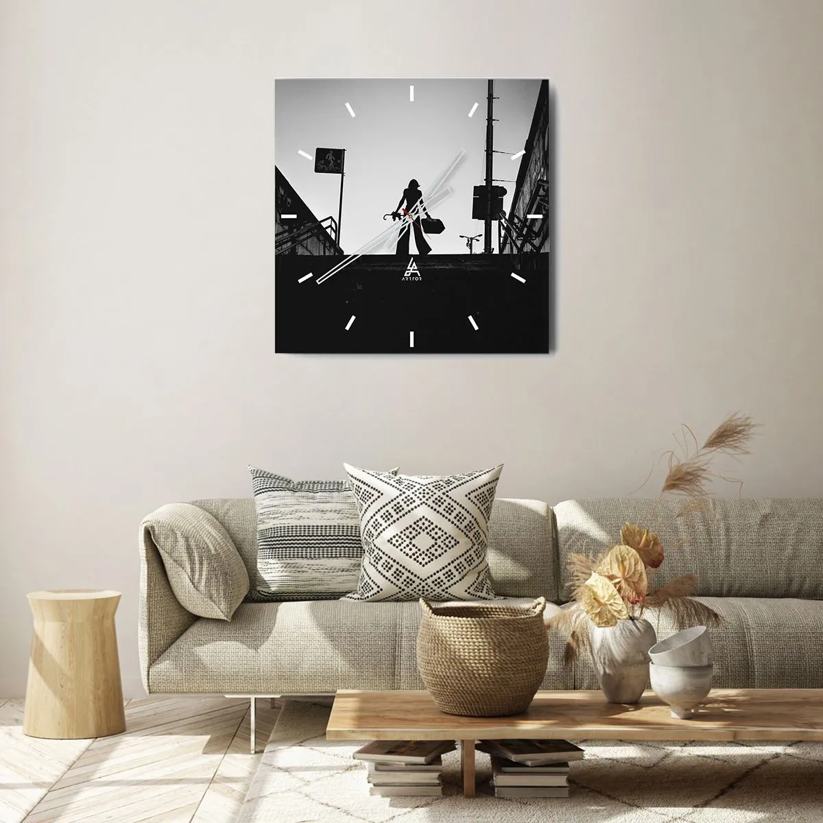 Vægur, Uret - Vandring i byen - 40x40 cm