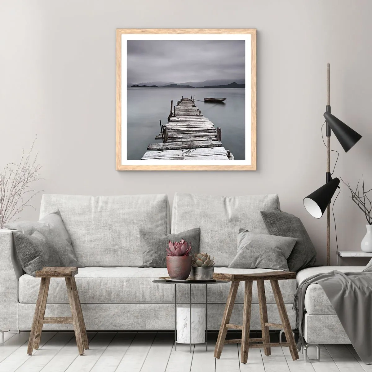 Plakat i ramme af lyst egetræ - Du kan tage af sted i morgen - 60x60 cm