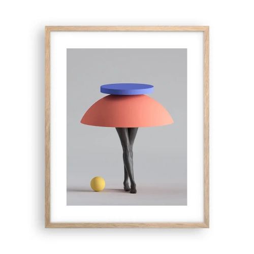 Plakat i ramme af lyst egetræ - Surrealistisk komposition - 40x50 cm