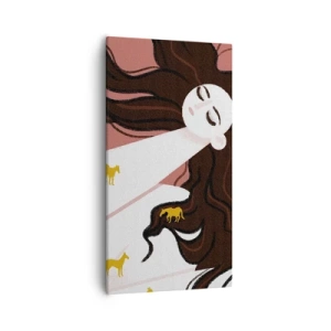 Lærredstryk - Billede på lærred - Drøm om en gylden hest - 55x100 cm