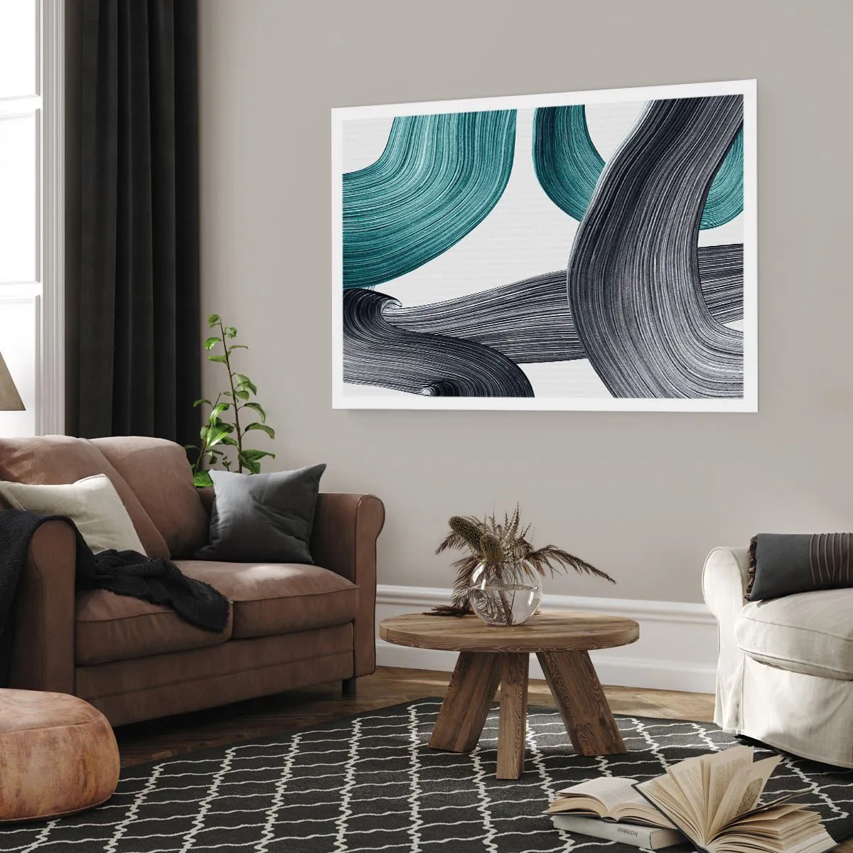 Plakat - Smaragdgrønne og sorte stier - 70x50 cm