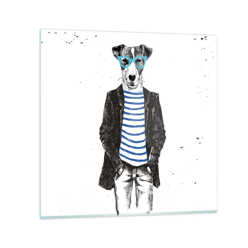 Billede på glas - En charme til hunden - 30x30 cm