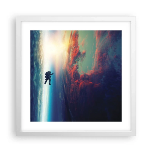 Plakat i hvid ramme - Over for universet - 40x40 cm