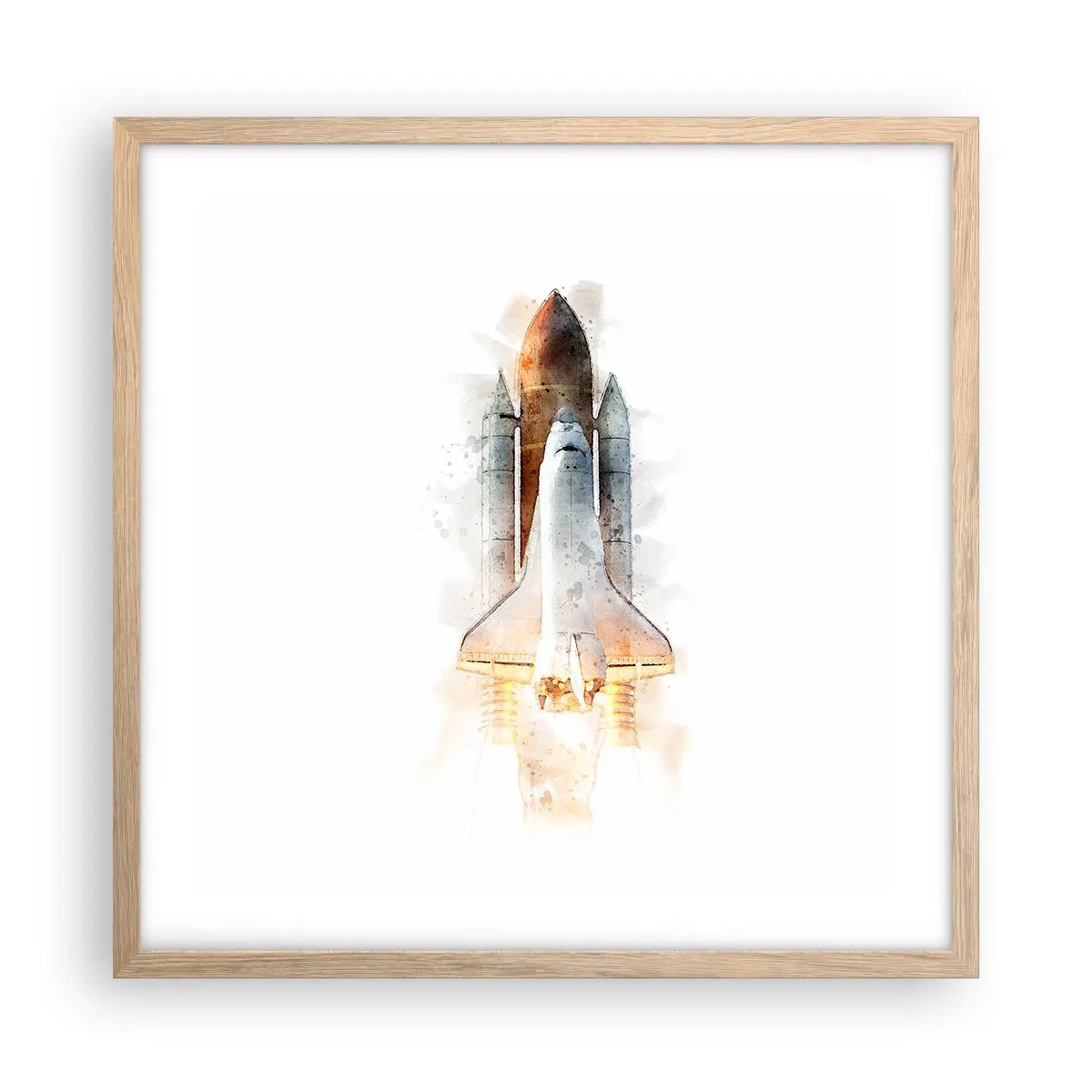 Plakat i ramme af lyst egetræ - Opdagelsesrejsende i starten - 50x50 cm