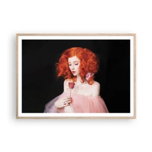 Plakat i ramme af lyst egetræ - I barokstil - 100x70 cm