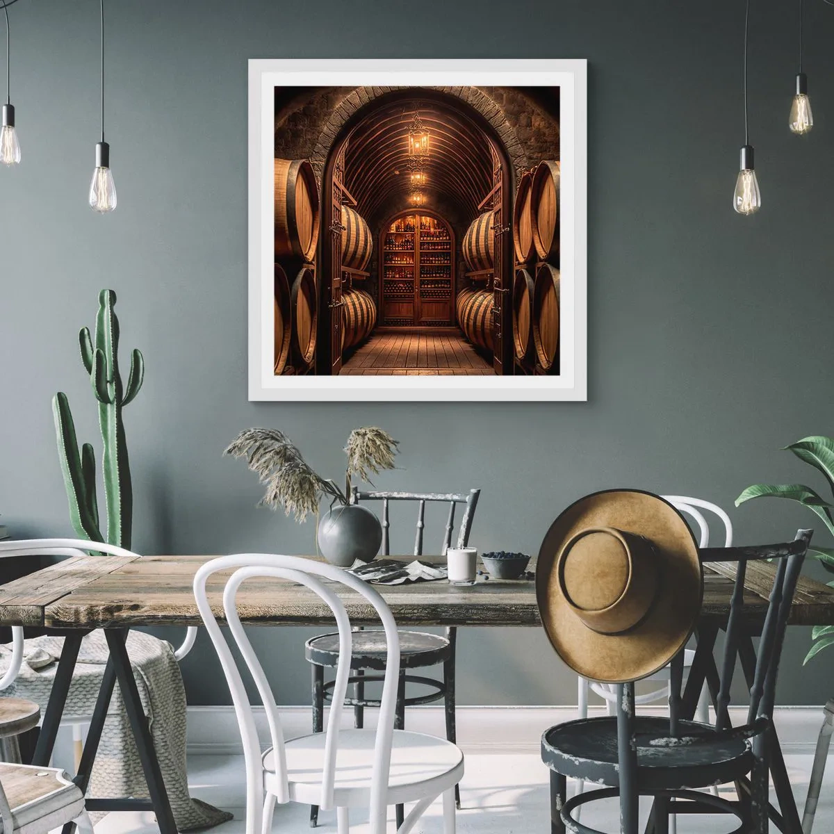 Plakat i hvid ramme - Atmosfærisk kælder - 50x50 cm