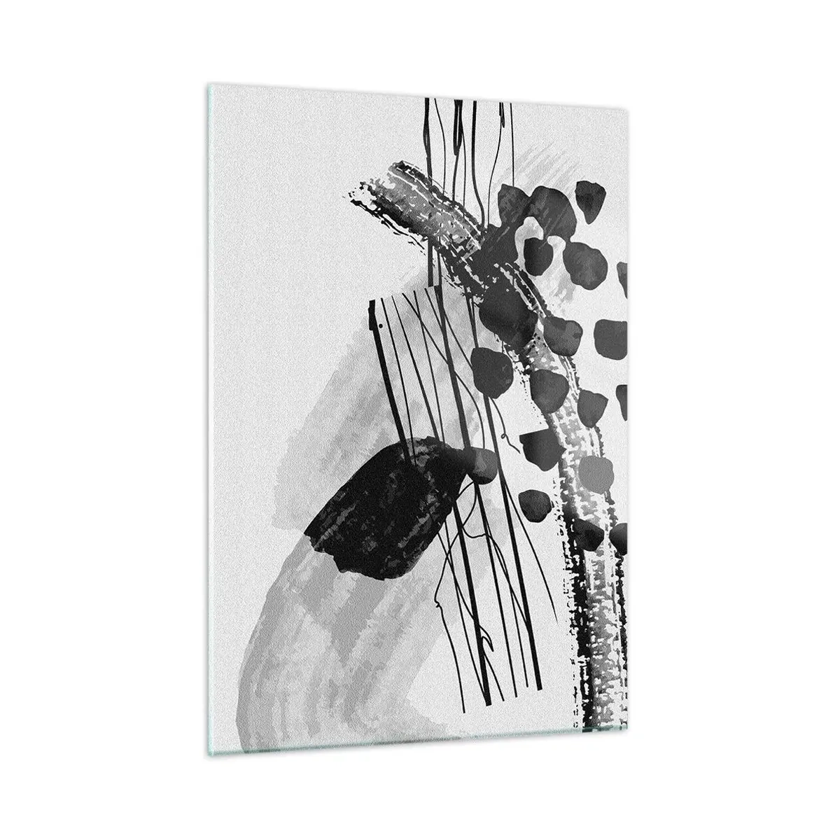 Billede på glas - Sort og hvid organisk abstraktion - 50x70 cm