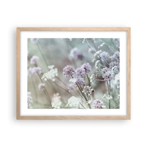 Plakat i ramme af lyst egetræ - Søde filigranurter - 50x40 cm