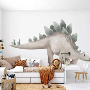 Fototapet Premium Sand - Din ven - Dinosaurus, Børns, Stegosaurus - 100x70 cm