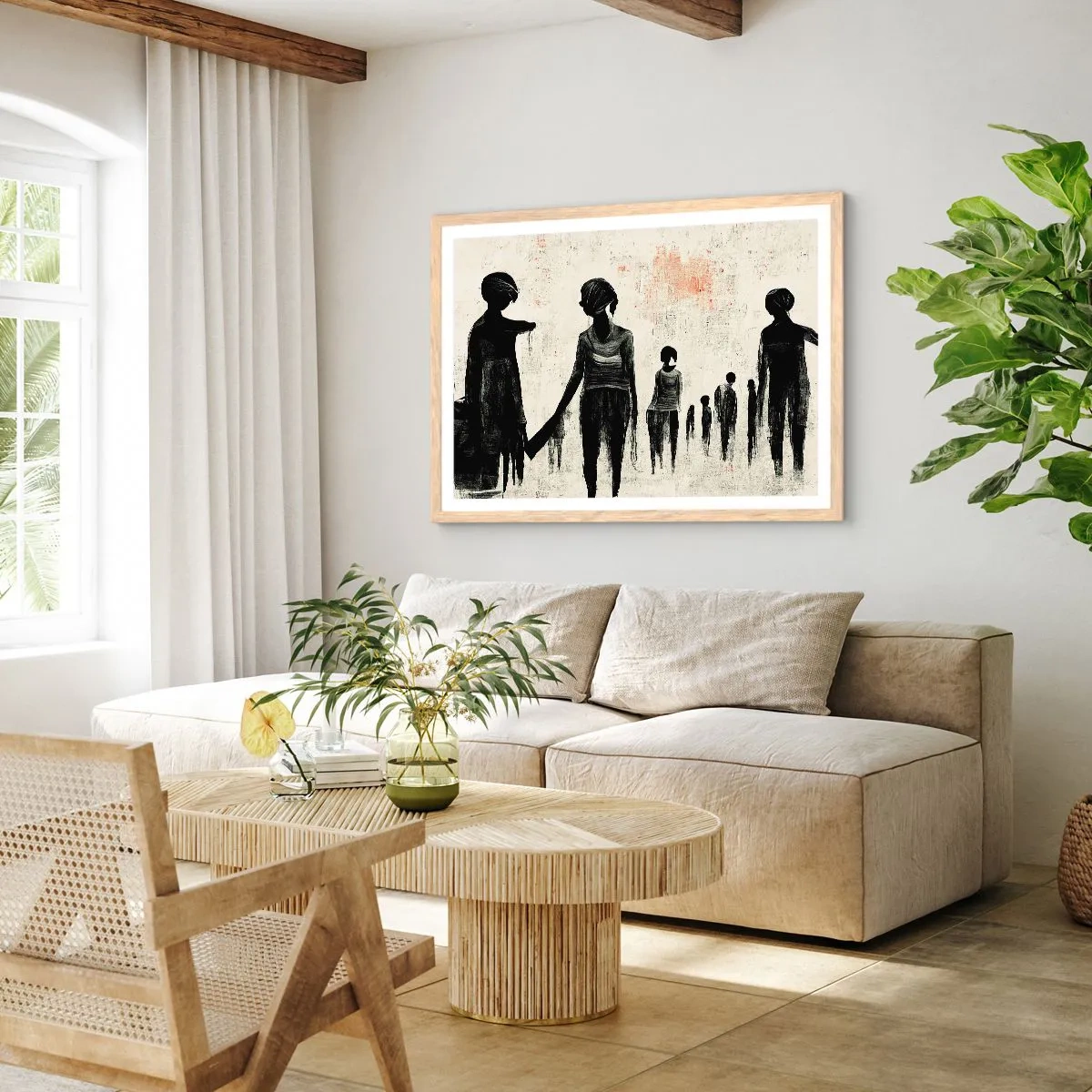 Plakat i ramme af lyst egetræ - Mod ensomhed - 50x40 cm