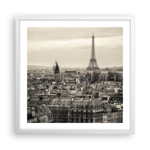 Plakat i hvid ramme - Over Paris' hustage - 50x50 cm