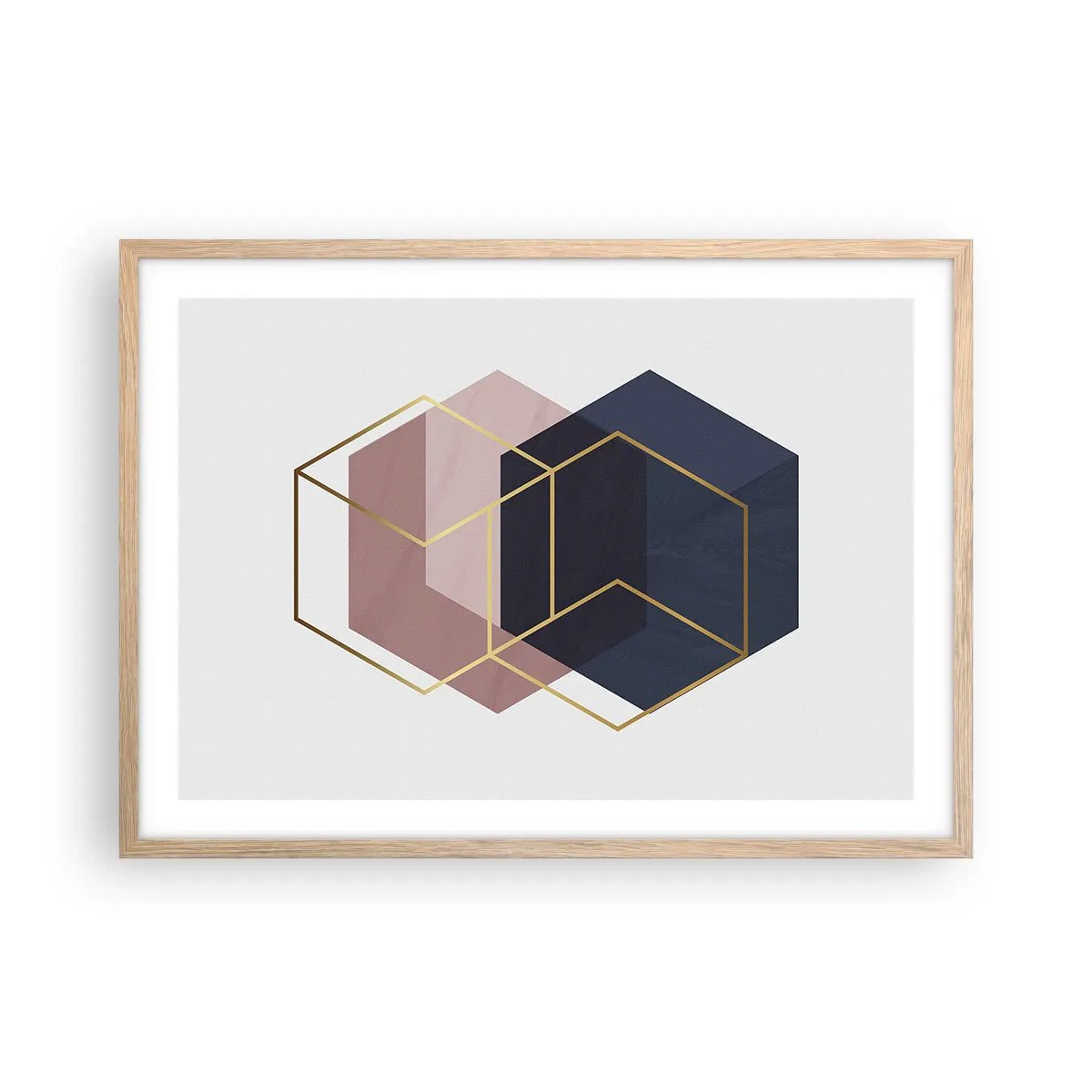 Plakat i ramme af lyst egetræ - Styrken ved enkelhed - 70x50 cm