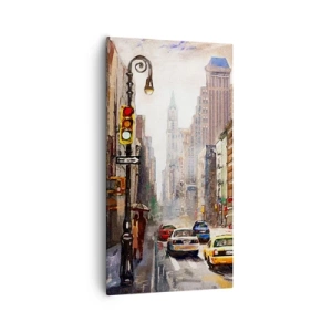Lærredstryk - Billede på lærred - New York - også farverig i regnvejr - 55x100 cm