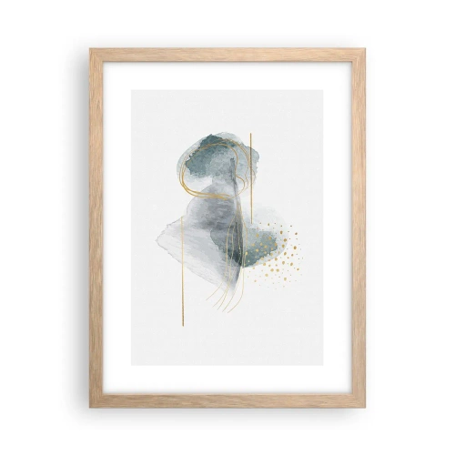 Plakat i ramme af lyst egetræ - Om forholdet mellem grå og guld - 30x40 cm