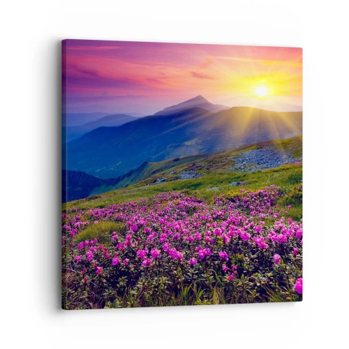 Lærredstryk - Billede på lærred - ... Og rundt omkring dufter det af fyrretræer og krydderurter - 30x30 cm