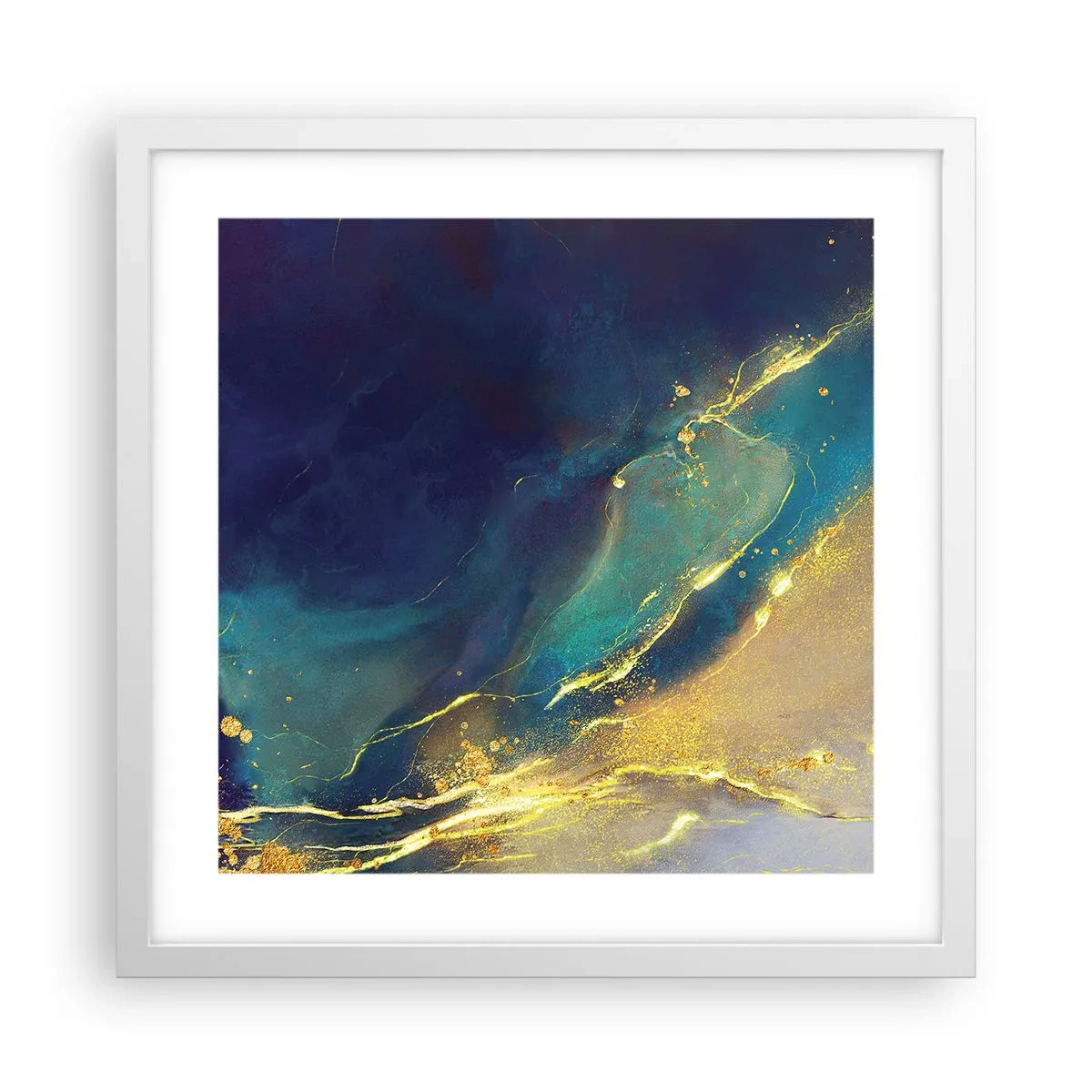 Plakat i hvid ramme - Gylden marsk - 40x40 cm