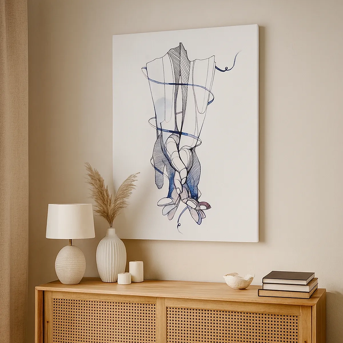 Lærredstryk - Billede på lærred - En undersøgelse af berøring - 50x70 cm