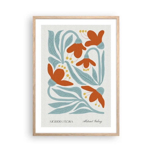 Plakat i ramme af lyst egetræ - Mod jorden, mod solen - 50x70 cm