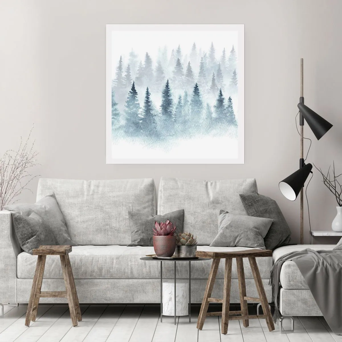 Plakat - Indhyllet i tåge - 60x60 cm