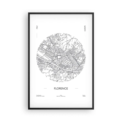 Plakat i sort ramme - Anatomi af Firenze - 61x91 cm