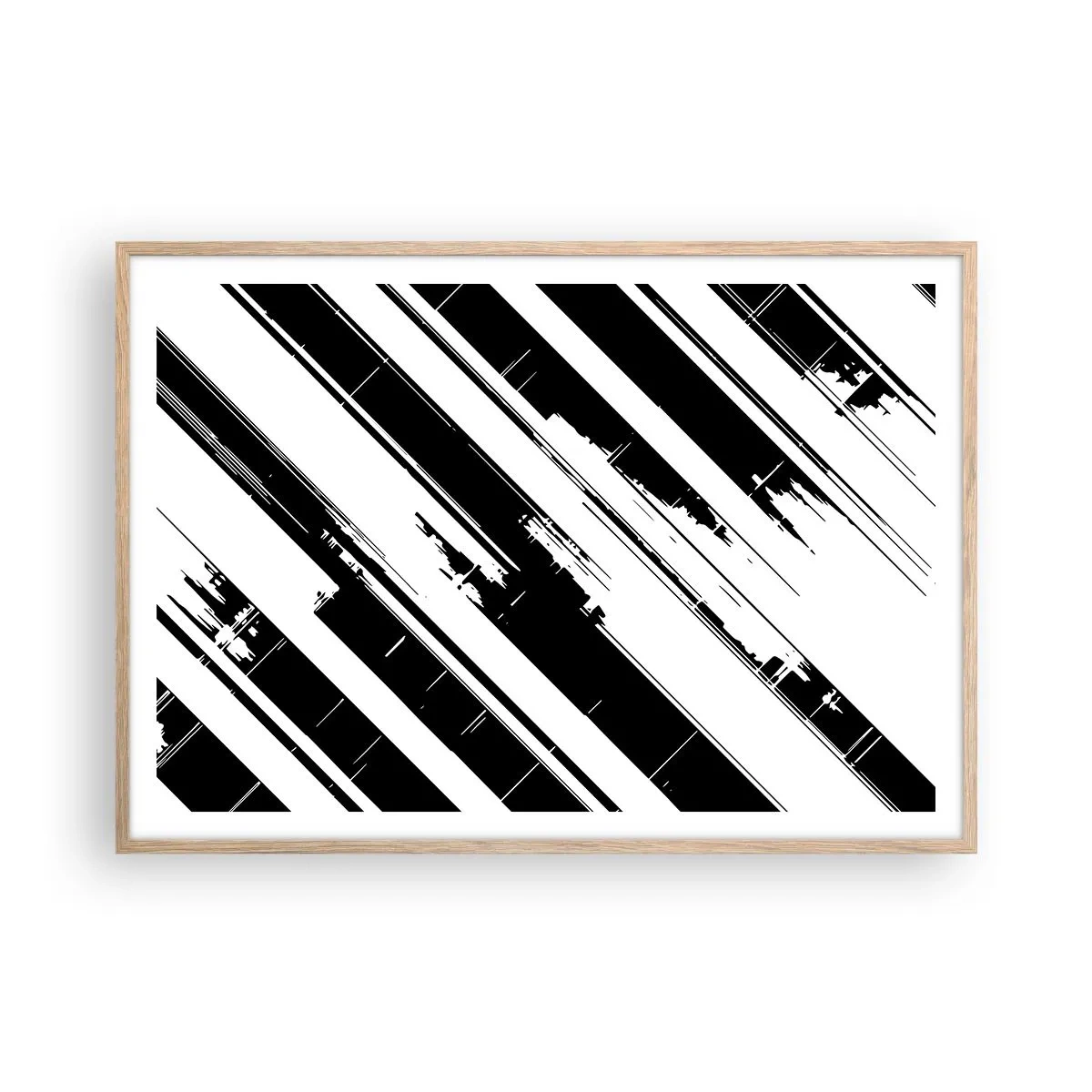 Plakat i ramme af lyst egetræ - Intens og dynamisk komposition - 100x70 cm