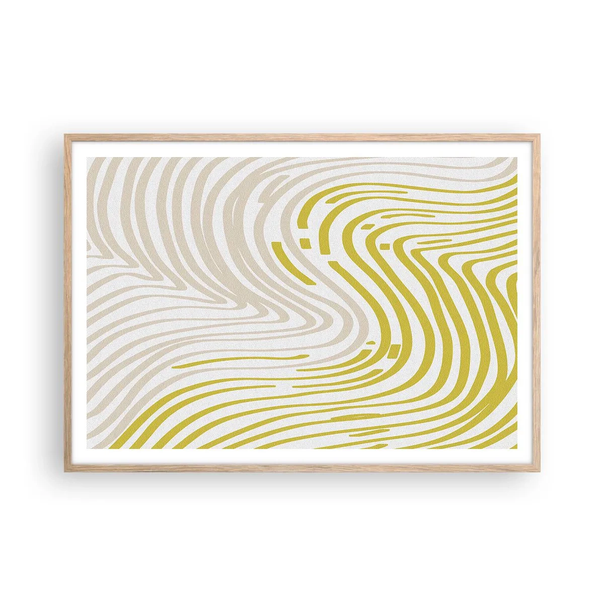 Plakat i ramme af lyst egetræ - Komposition med et blidt sving - 100x70 cm