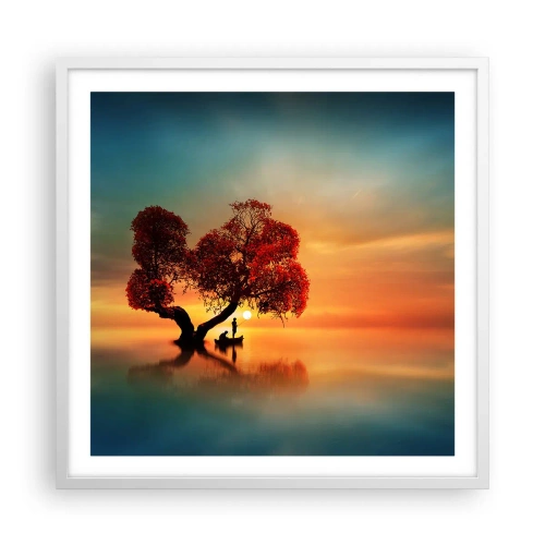 Plakat i hvid ramme - Fjern og tavs verdensløshed - 60x60 cm