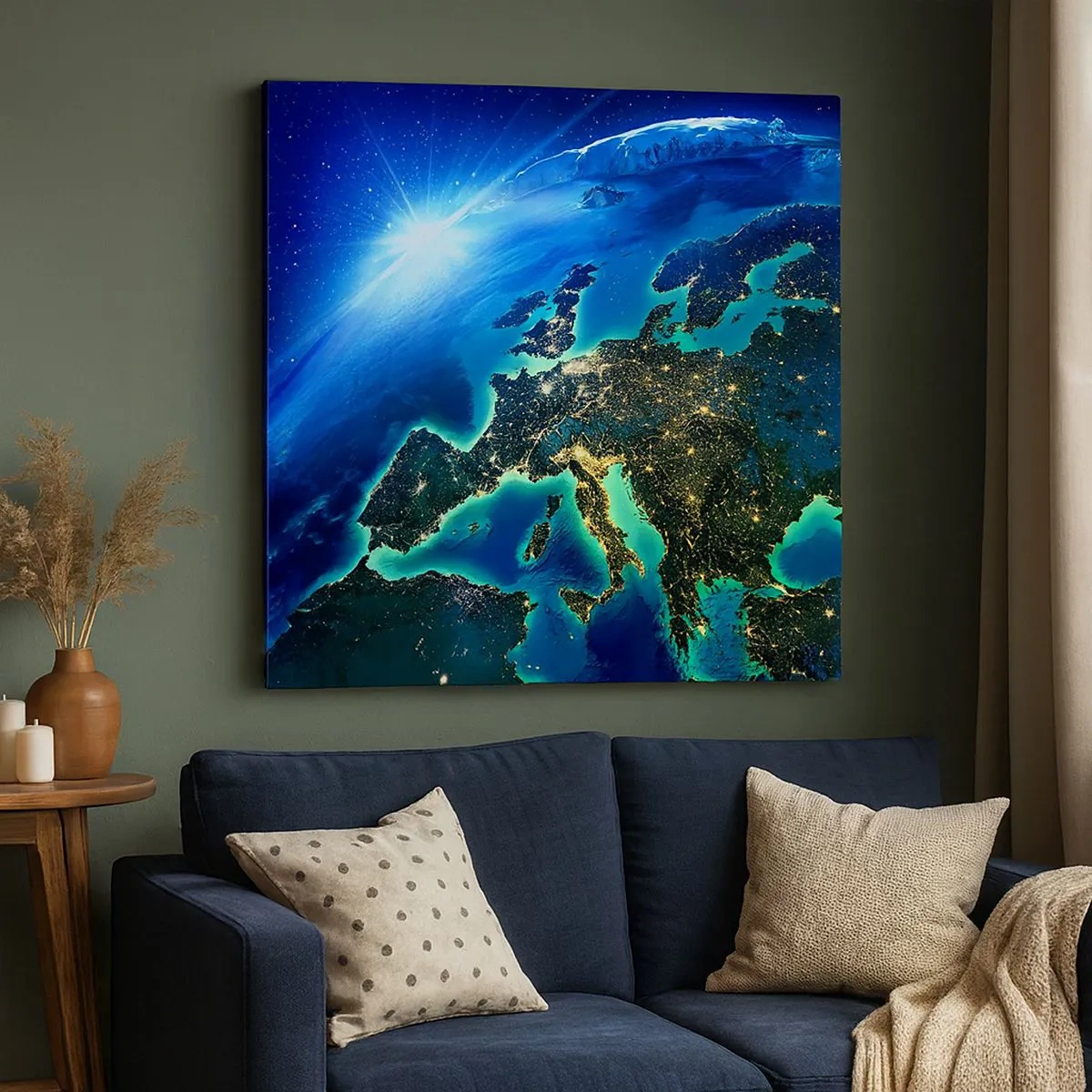 Lærredstryk - Billede på lærred - Et funklende Europa - 30x30 cm