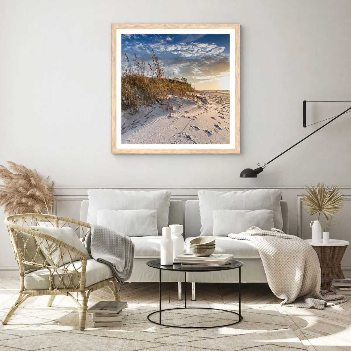 Plakat i ramme af lyst egetræ - Indbydelse til en vandretur - 40x40 cm