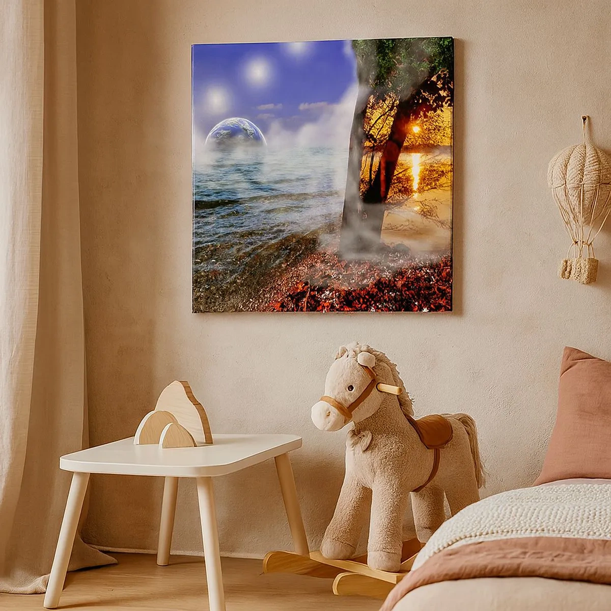 Lærredstryk - Billede på lærred - Surrealistisk landskab - naturens enhed - 30x30 cm