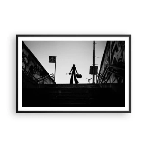 Plakat i sort ramme - Vandring i byen - 91x61 cm