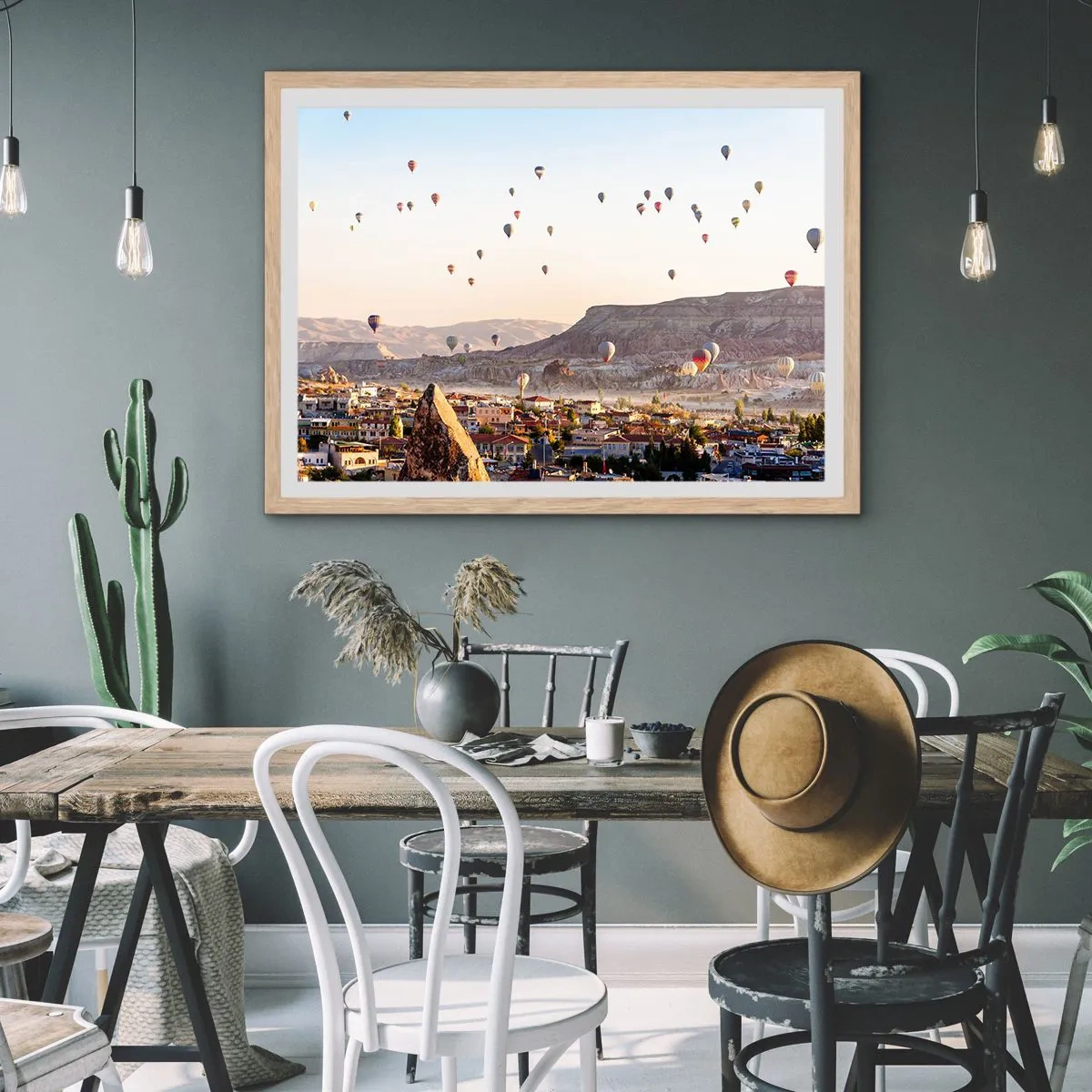 Plakat i ramme af lyst egetræ - Som skibe på himlen - 100x70 cm