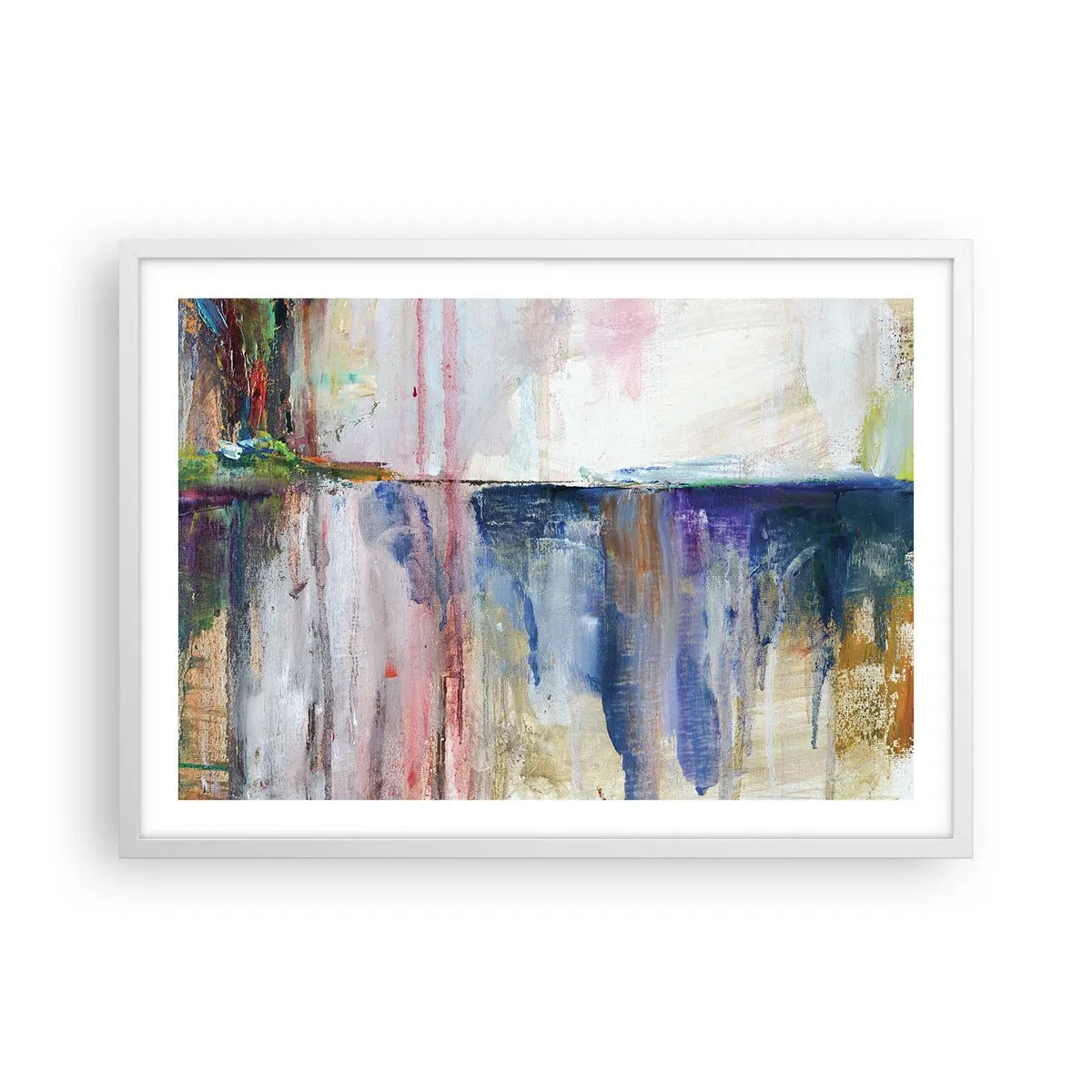 Plakat i hvid ramme - Farverige indtryk og associationer - 70x50 cm