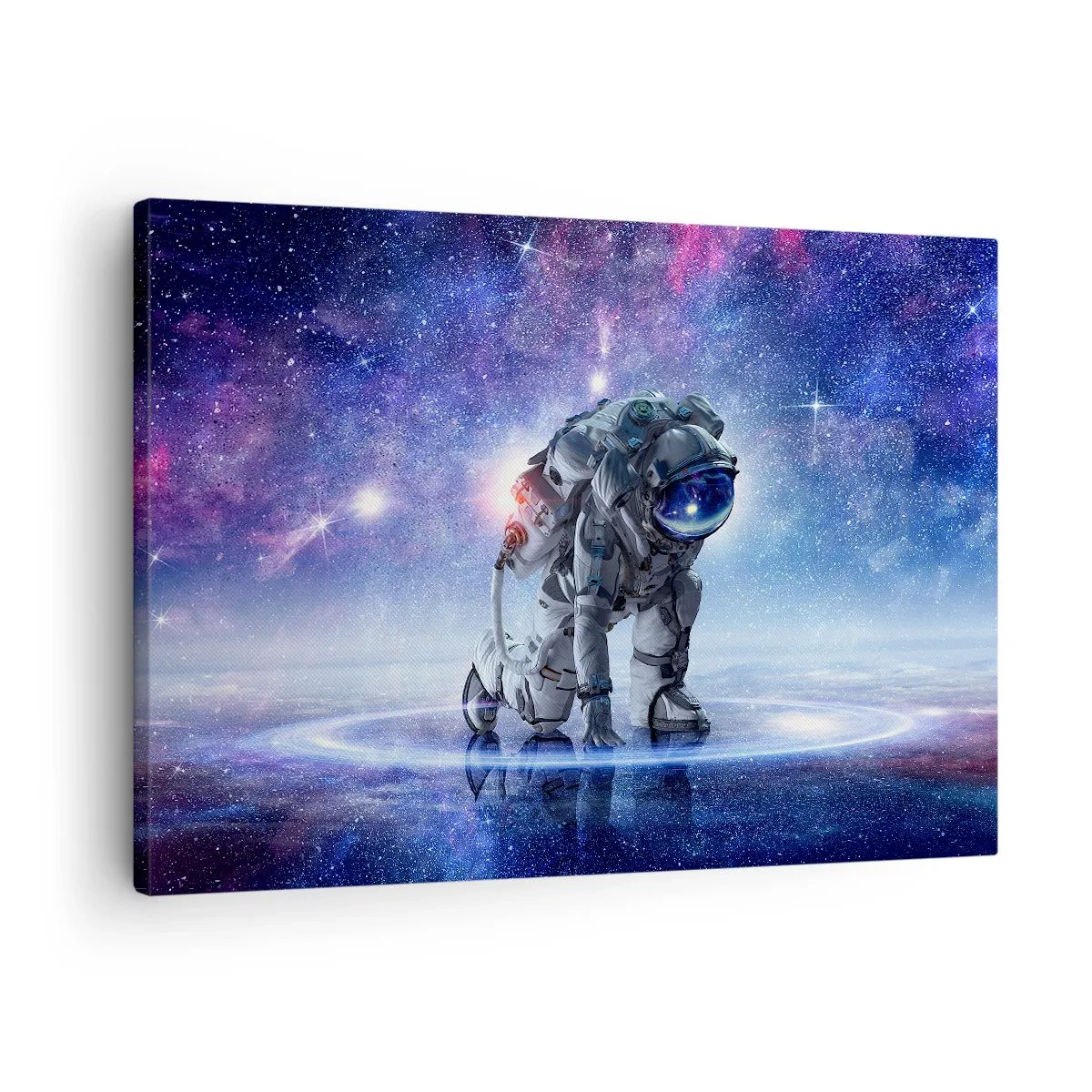 Lærredstryk - Billede på lærred - Astronaut i et galaktisk landskab - 70x50cm - Den stjerneklare himmel over mig - Moderne vægdekoration til stue og soveværelse ARTTOR