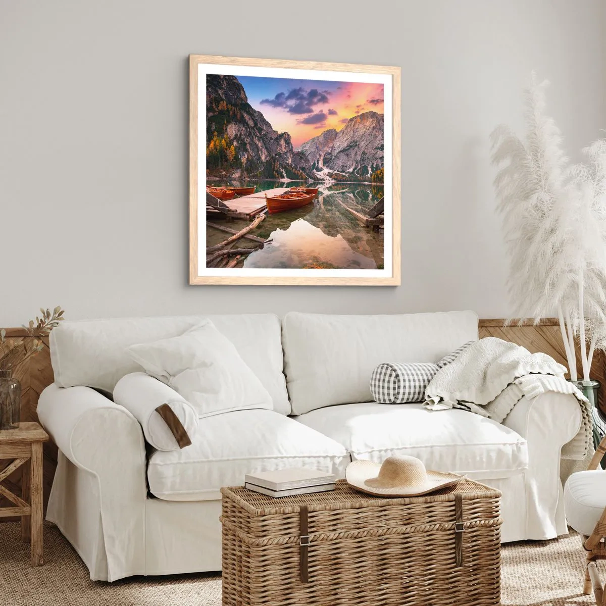 Plakat i ramme af lyst egetræ - Dagens løfte - 50x50 cm