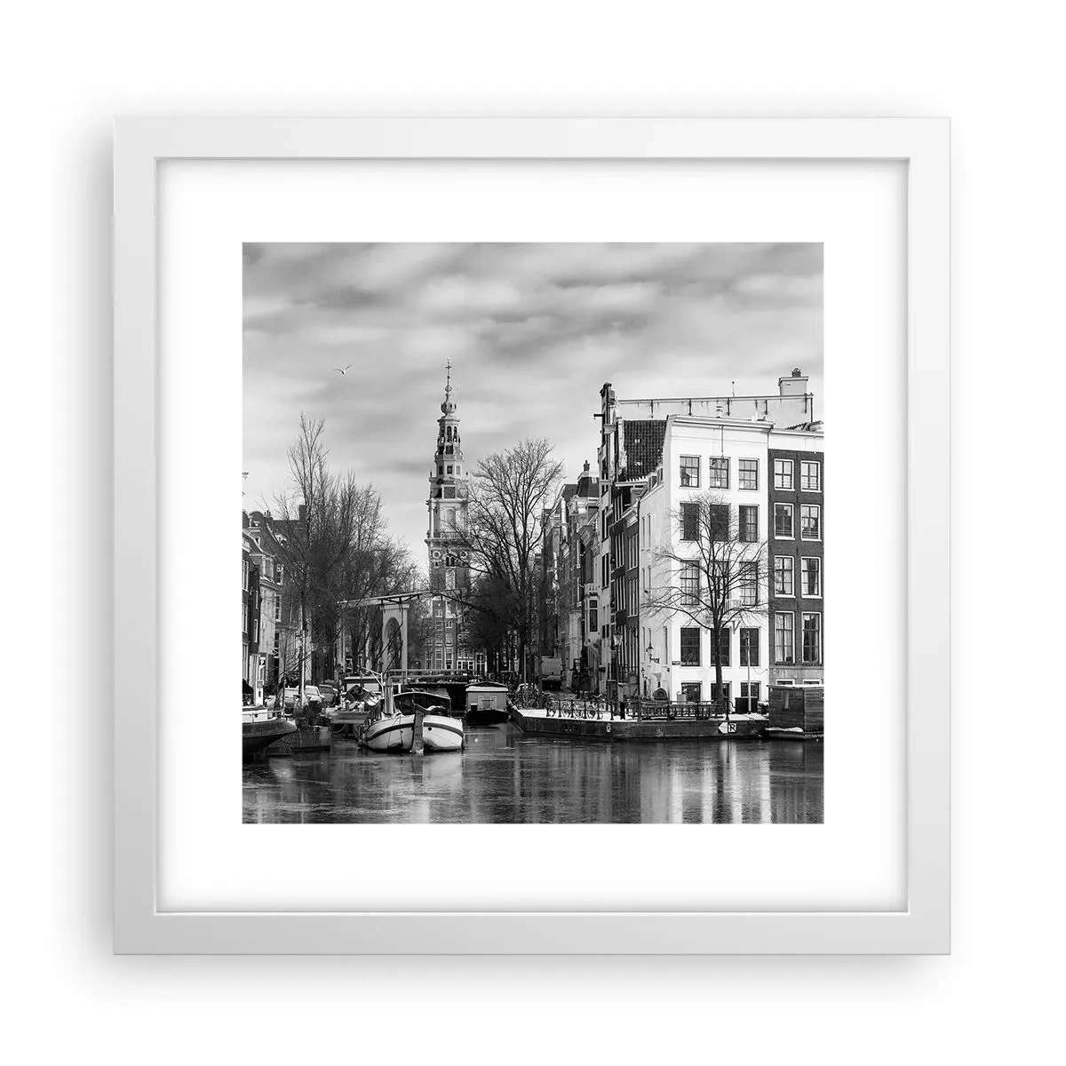 Plakat i hvid ramme - Amsterdam stemning - 30x30 cm