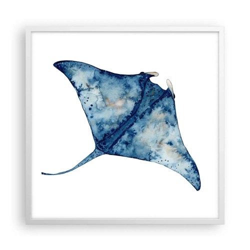 Plakat i hvid ramme - Liv i blåt - 60x60 cm