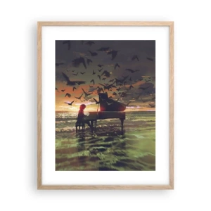 Plakat i ramme af lyst egetræ - Koncert for klaver og bølger - 40x50 cm